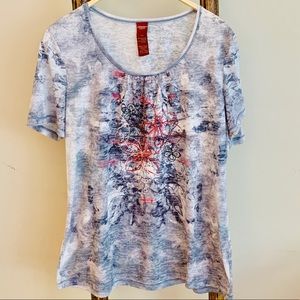 Olsen Blue Embroidered Tee